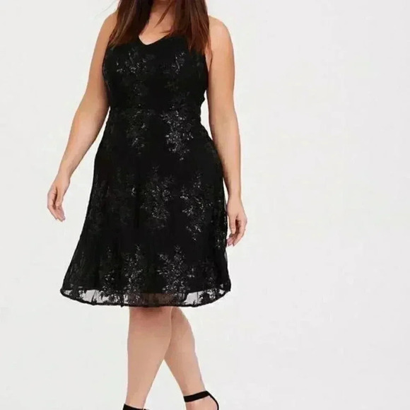 Torrid Size 20 Black Sequin Skater Dress | Party, Cocktail, Formal - Picture 2 of 11